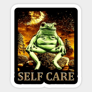 Self Care Frog Sticker